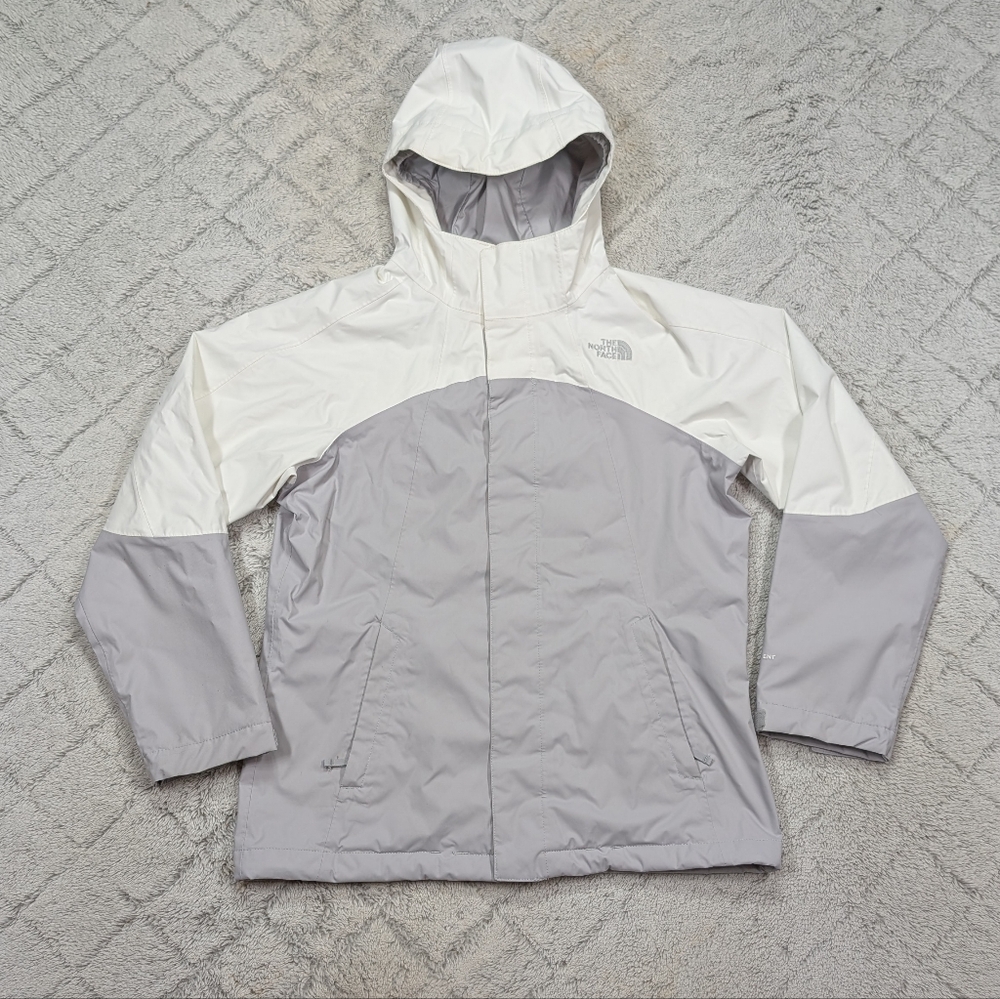 The North Face Kids Two-Tone White and Light Gray Hooded Jacket